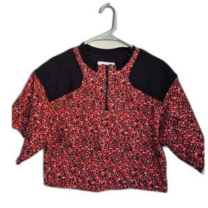 Rebecca Minkoff Sara Floral French Terry Half-Zip Pullover - modified / cut XXS